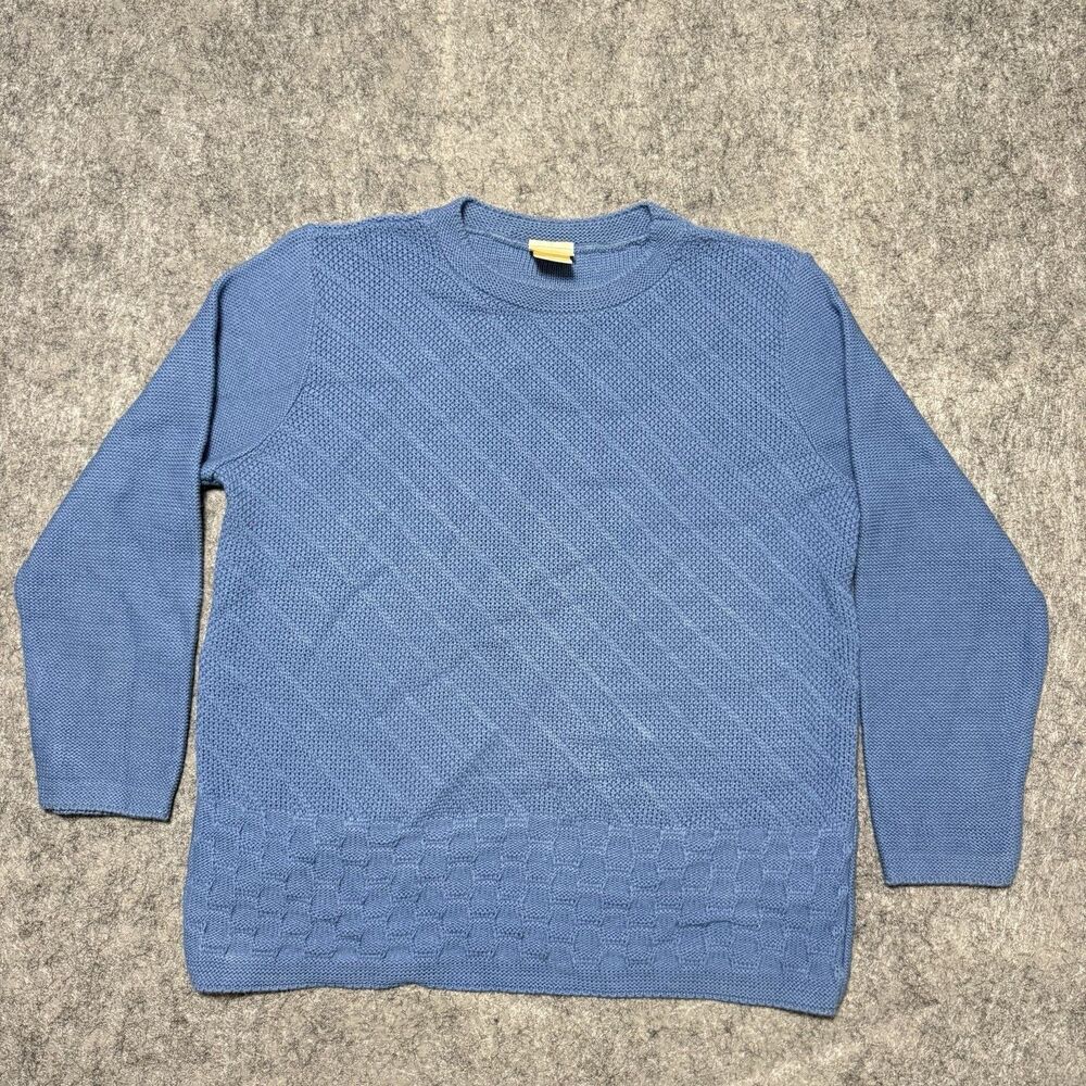 Vintage 80s Bobbie Brooks Textured Knit Sweater Medium Blue Crewneck Made In USA